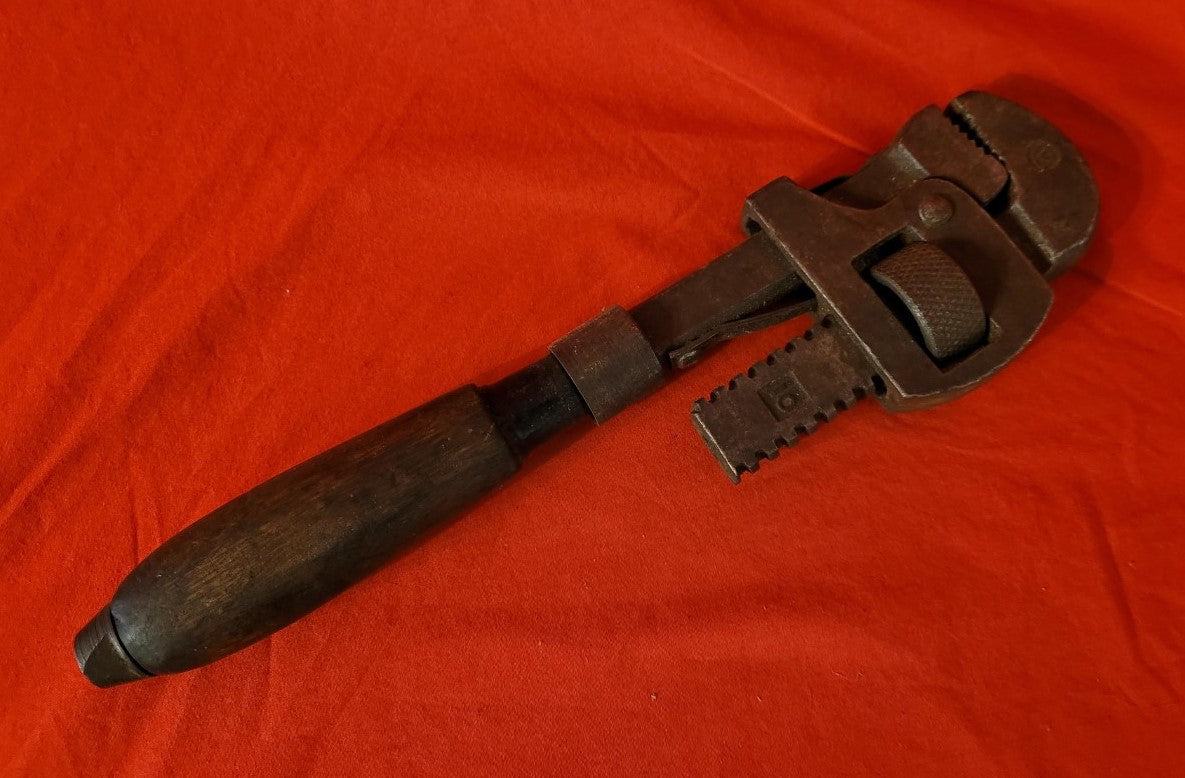 Vintage Monkey Wrench with Wood Handle