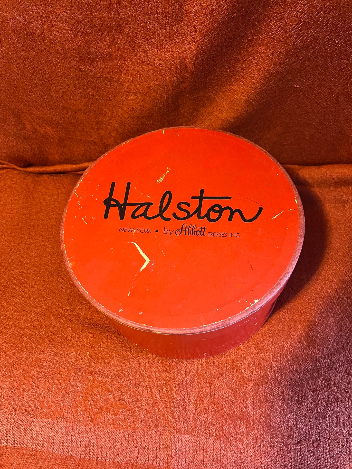 Vintage Halston Wig/Hat Box with Genuine Mink and Satin Head Piece