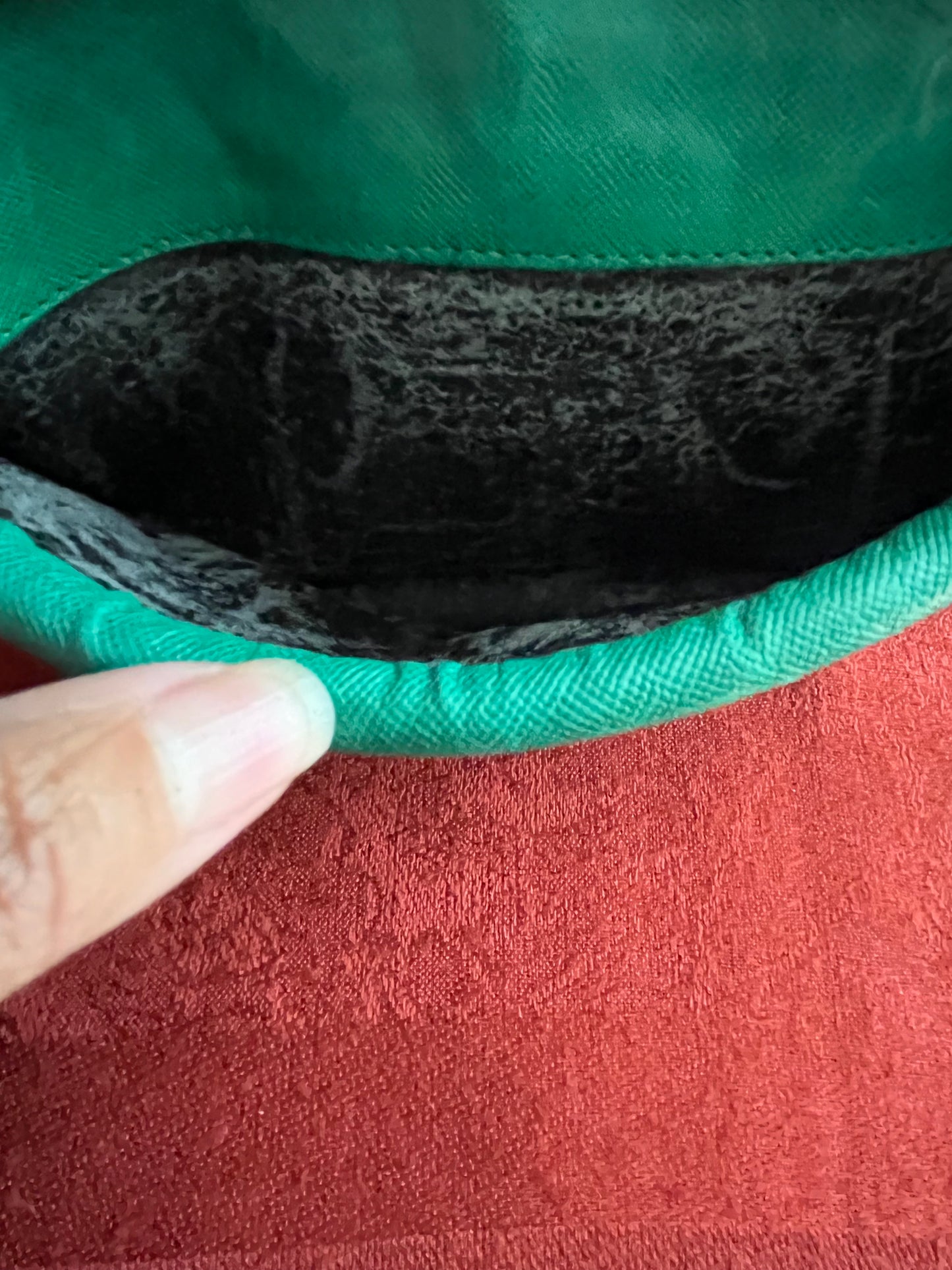 Vintage Green Leather Furla Crossbody Bag