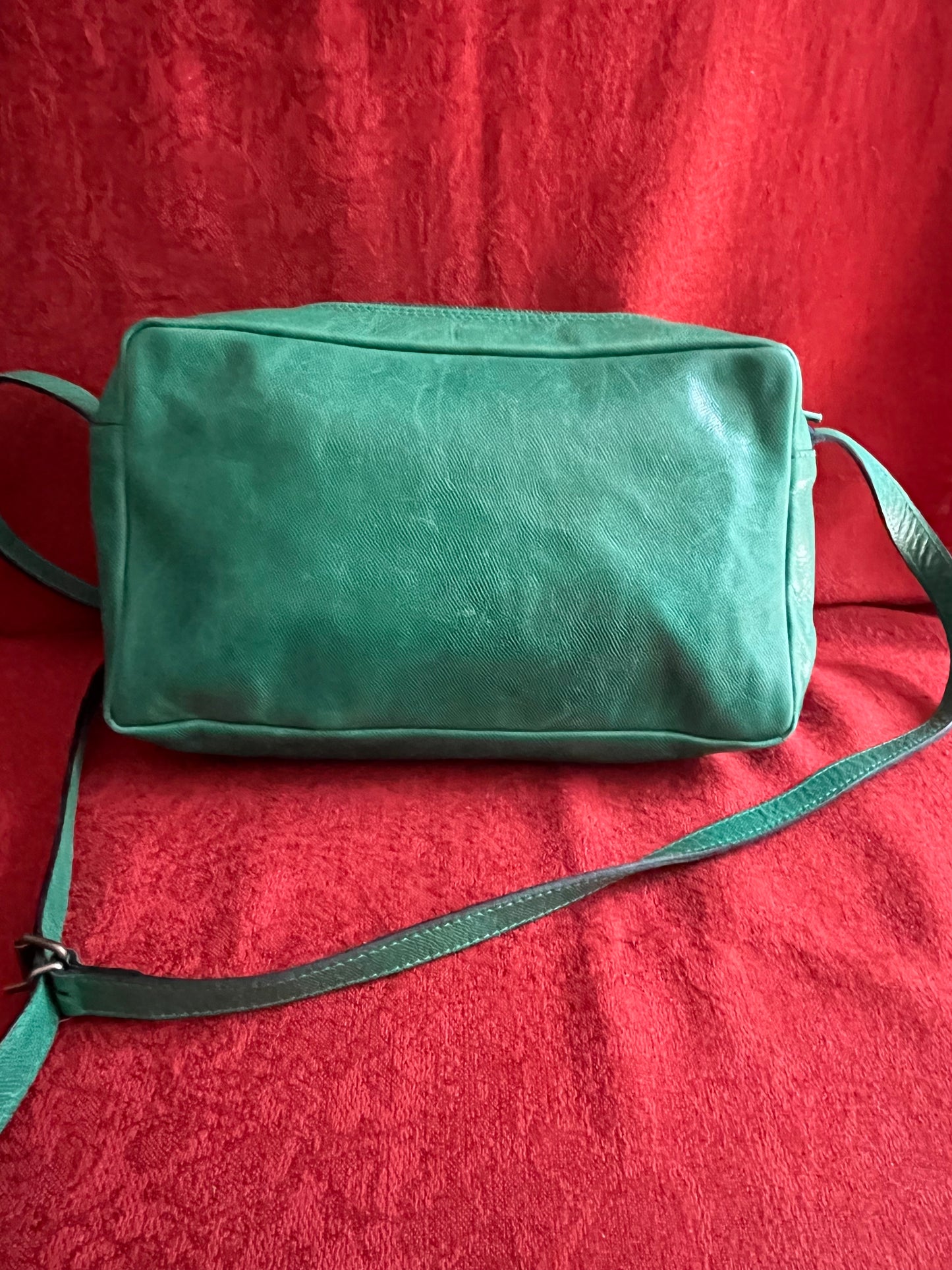 Vintage Green Leather Furla Crossbody Bag