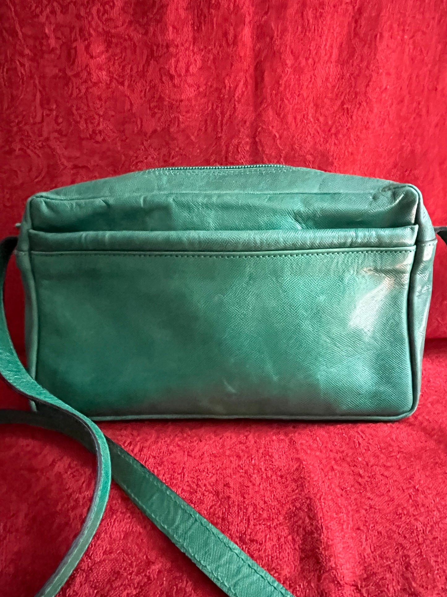 Vintage Green Leather Furla Crossbody Bag