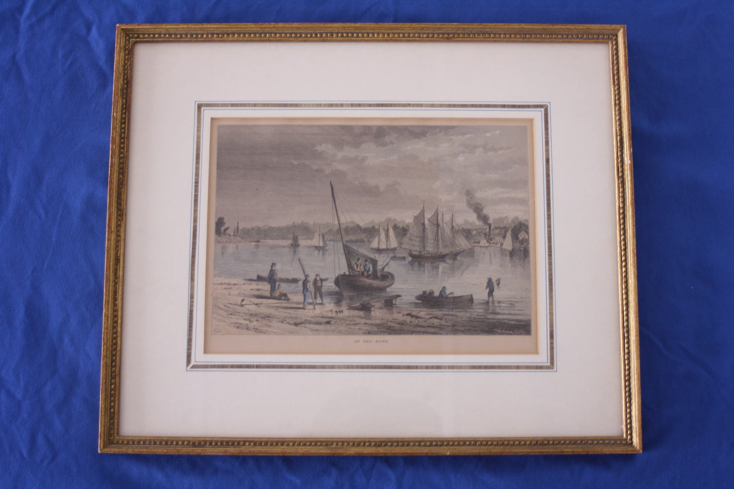 Framed Vintage Print- "AT RED BANK, NY" Picturesque America- c1880