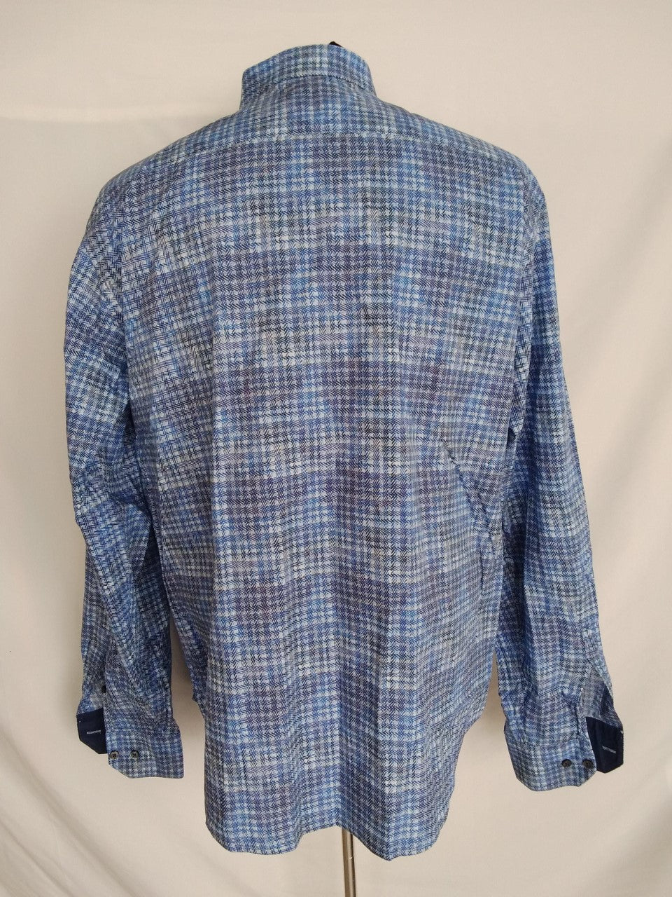 Bugatchi Geometric blue print Long Sleeve Button Up Shirt -  L