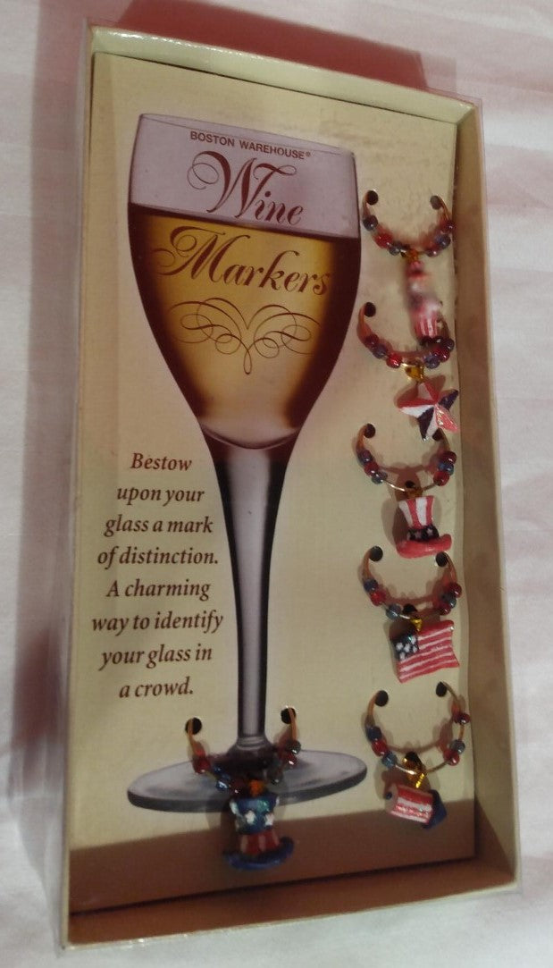 Boston Warehouse Americana Wine Marker Set - NEW