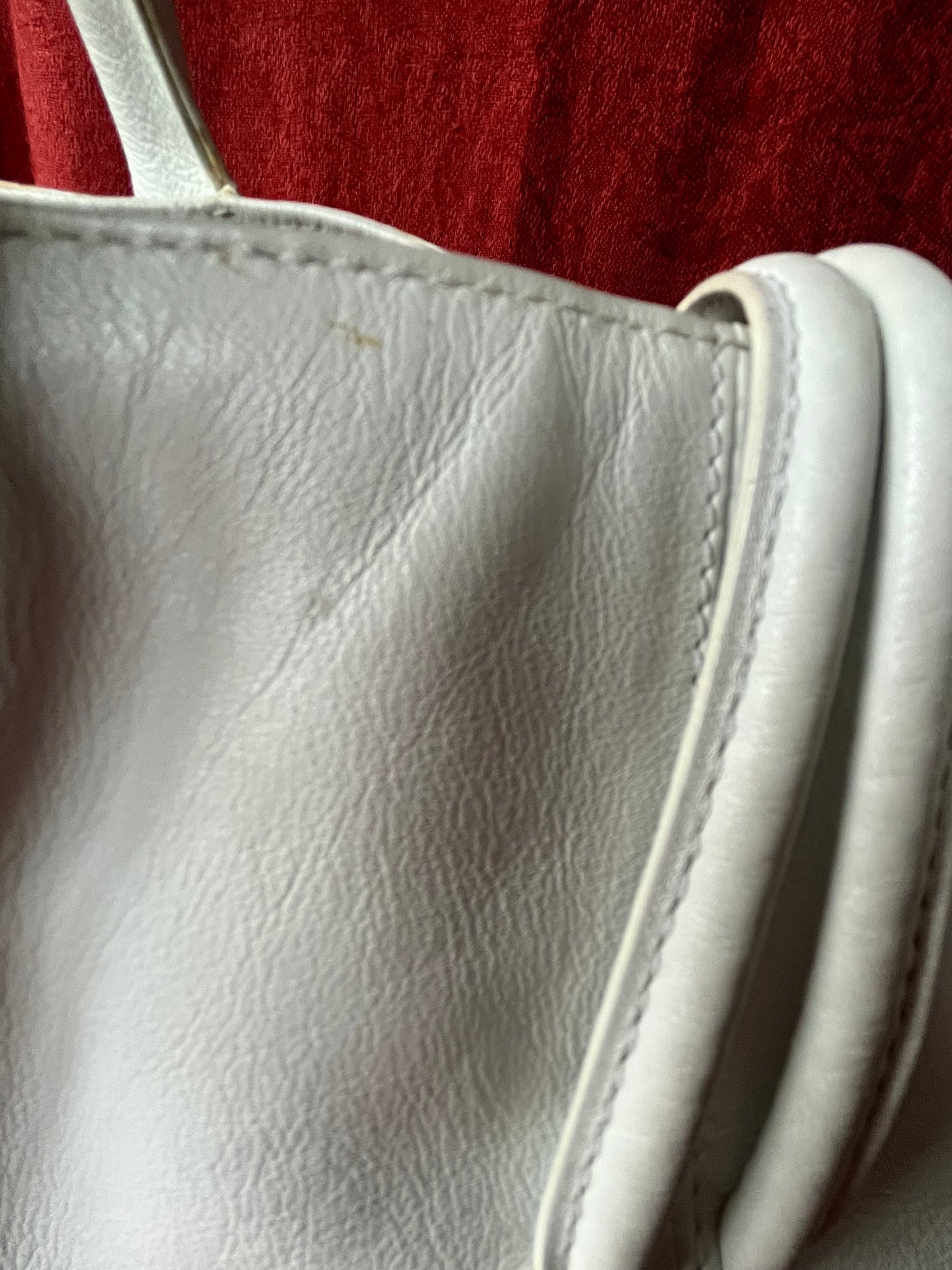 White Leather Burberry Handbag w Horn Closure