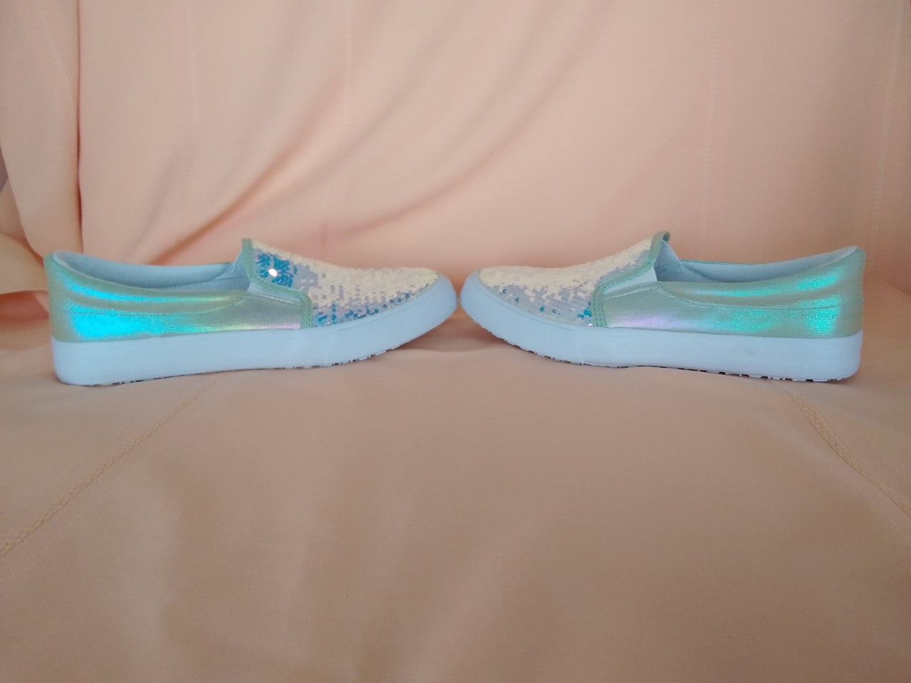 Iridescent slip on on sale shoes