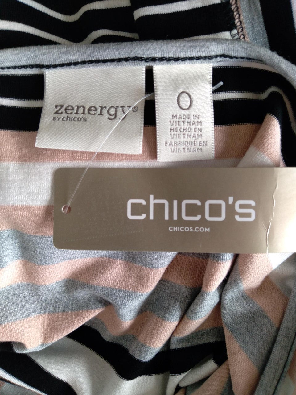 NWT - Chico's Zenergy Stripe Seam Detail Tunic Top - 0 | 4/6 S