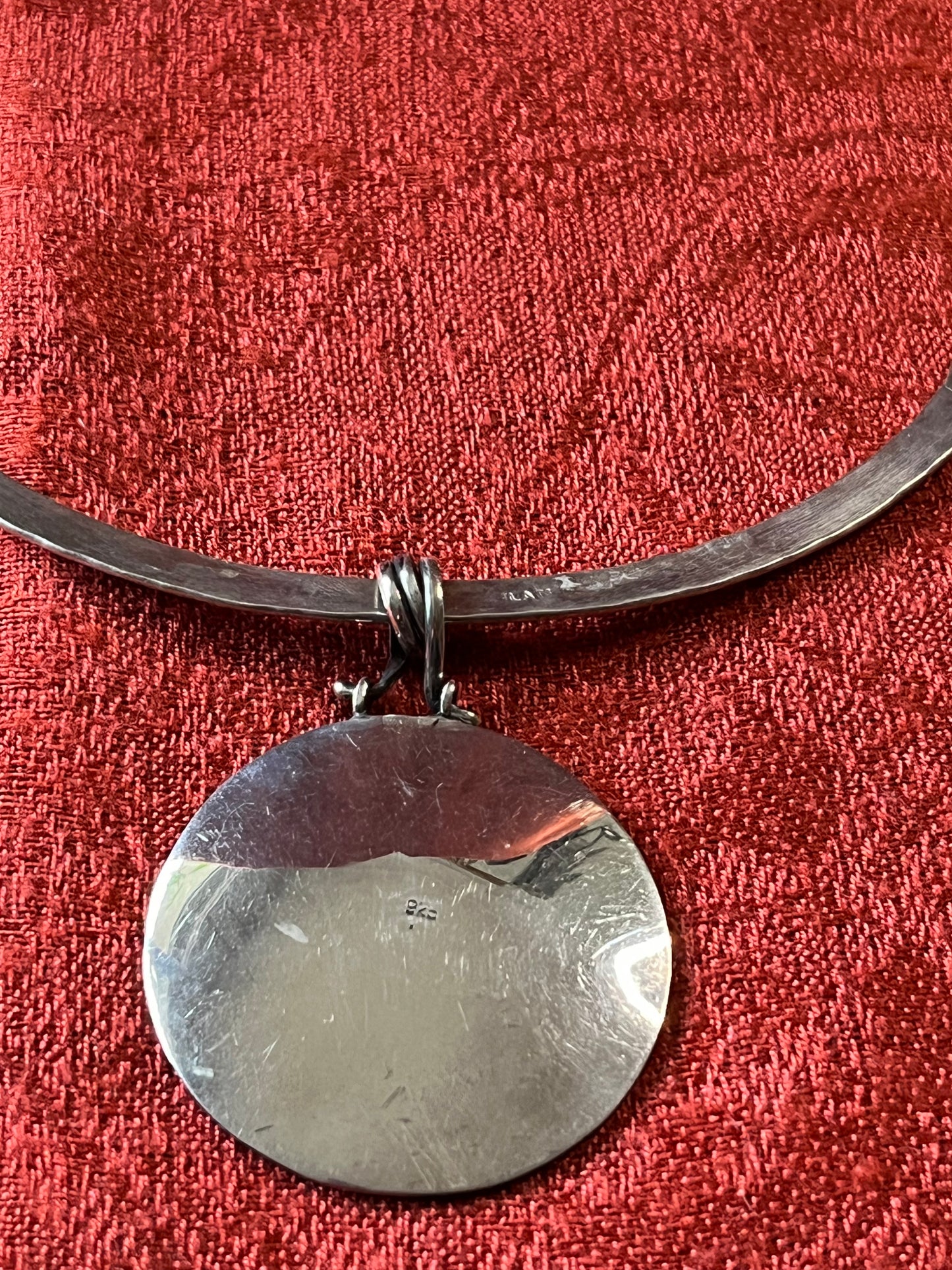 Silver Plate Choker with Handcrafted Sterling Pendant