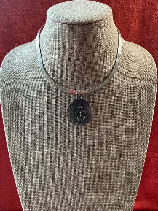 Silver Plate Choker with Handcrafted Sterling Pendant