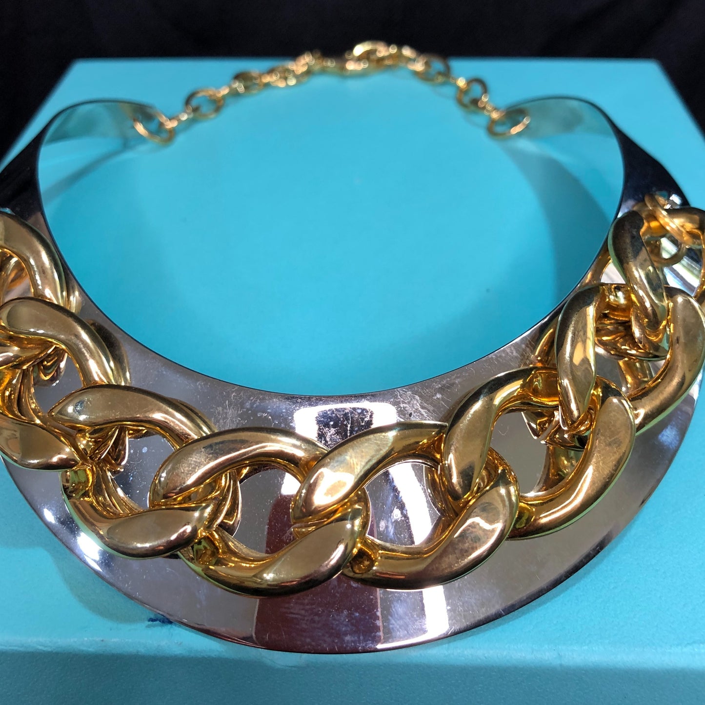 Gold and Silver toned metal Bib Necklace