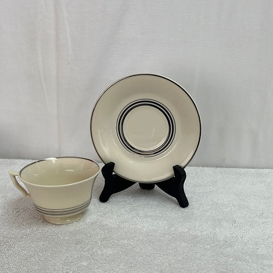 VTG - Teacup and Saucer in Old Ivory by Syracuse China