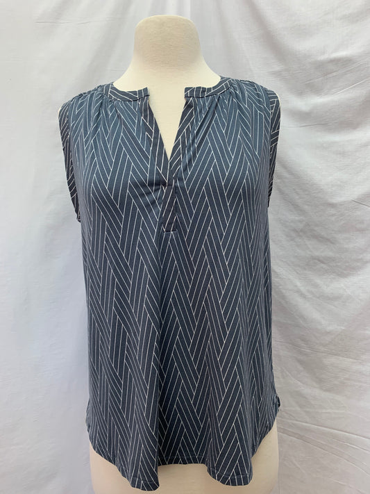 NWT - ANN TAYLOR slate print Sleeveless Rayon Shirt - XS