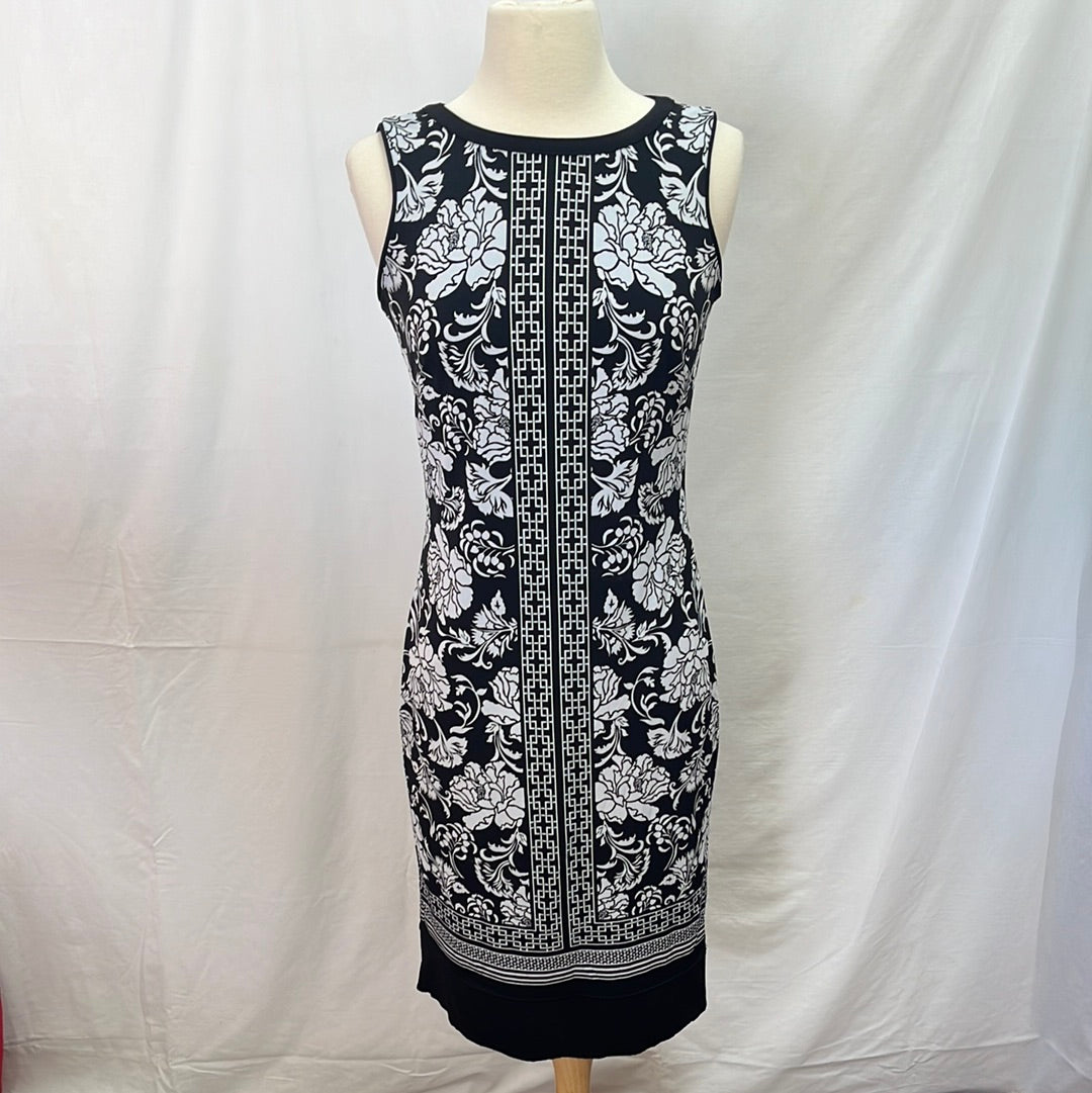 White House Black Market black print Stretch Shift Midi Dress -- XS