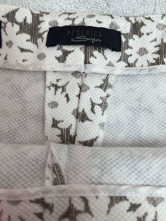 Peserico Sign -- Grey Creme Floral Print Crop Pants -- 48 / US Medium
