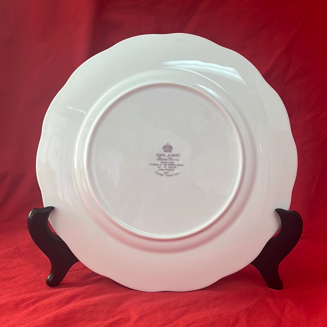 VTG (1950s) -- Royal Albert China Flower of the Month Series, "Hawthorn No. 5" Pattern Salad/Luncheon Plate