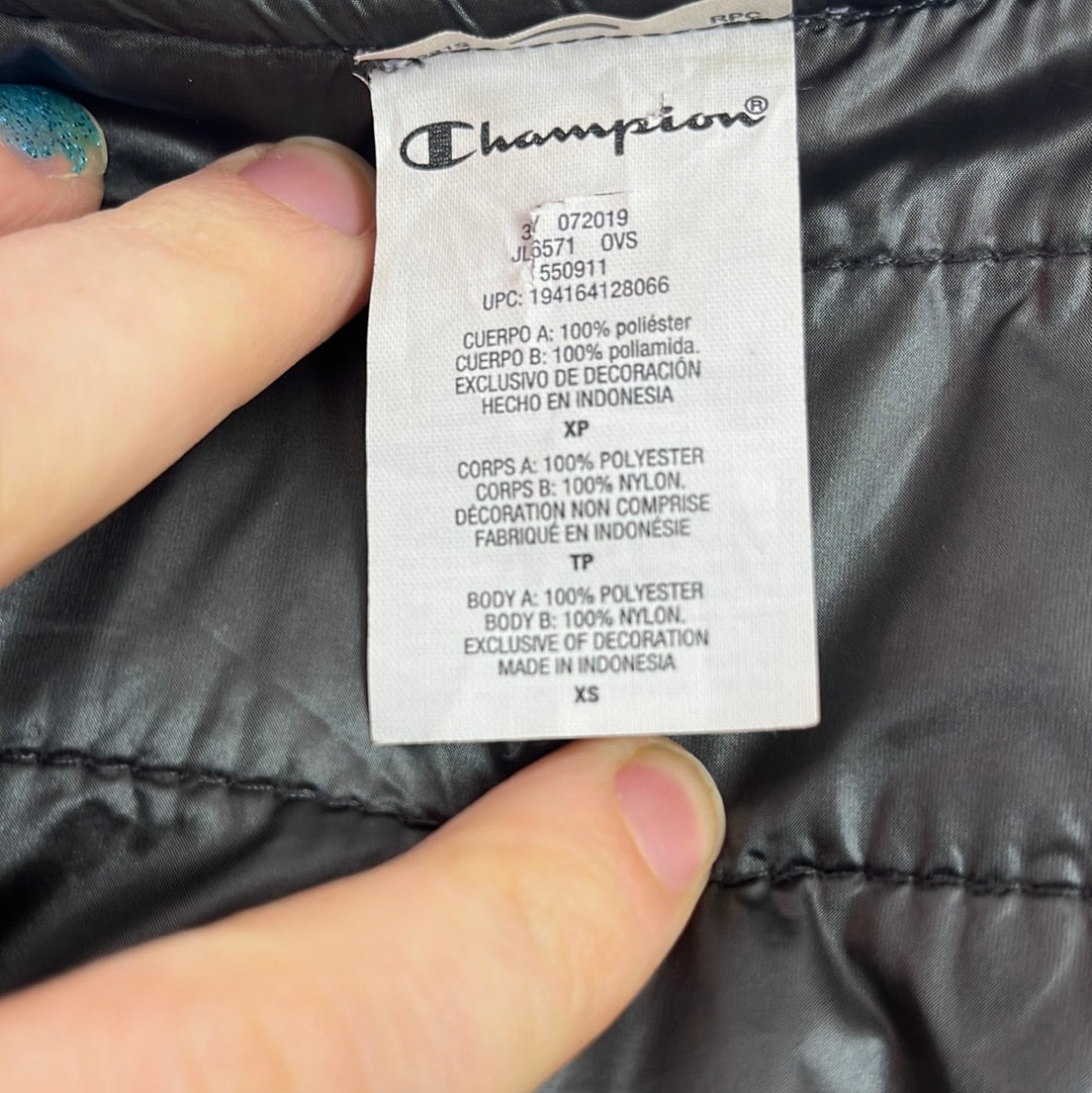 CHAMPION lavender grey Reversible Quilted Logo Jacket XS