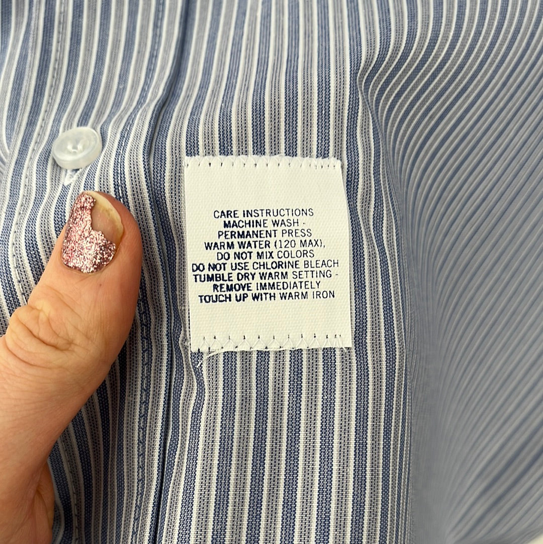 NIP Brookfield Uniforms Blue Stripe Short Sleeve Buttondown Shirt