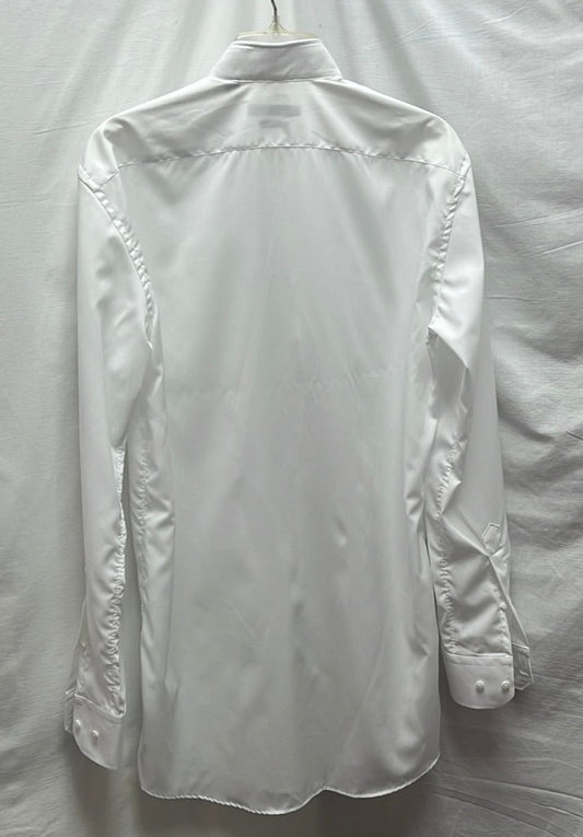 Indochino White Plain-front Tuxedo Shirt -- M (measurements in description)
