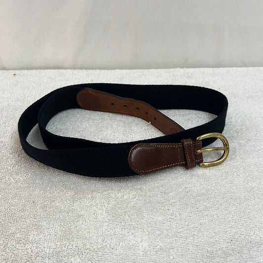 VTG -- Trafalgar Knotted Black Canvas Belt with Leather Ends and Brass Buckle -- Size 38