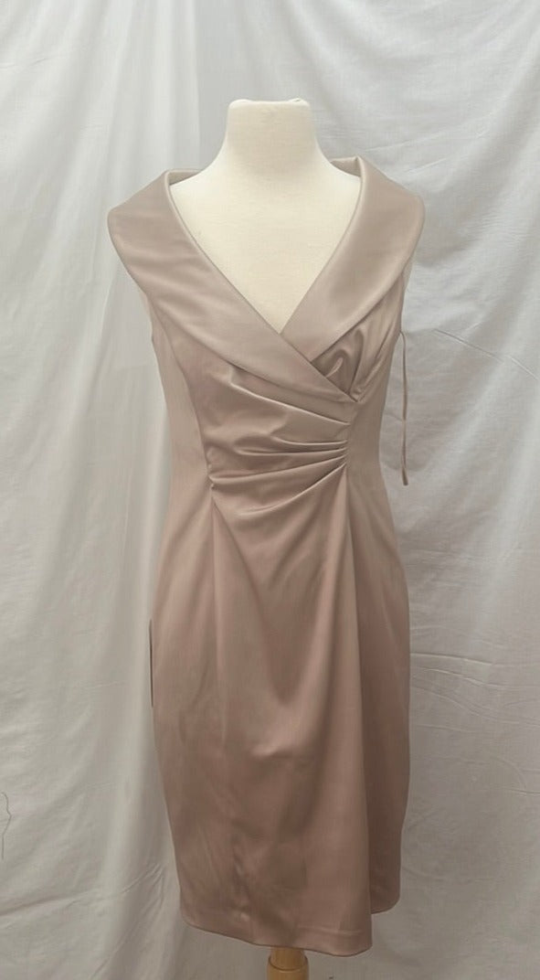 NWT -- Ann Taylor Gold Satin Sleeveless Scoop-Neck Dress -- Size 8