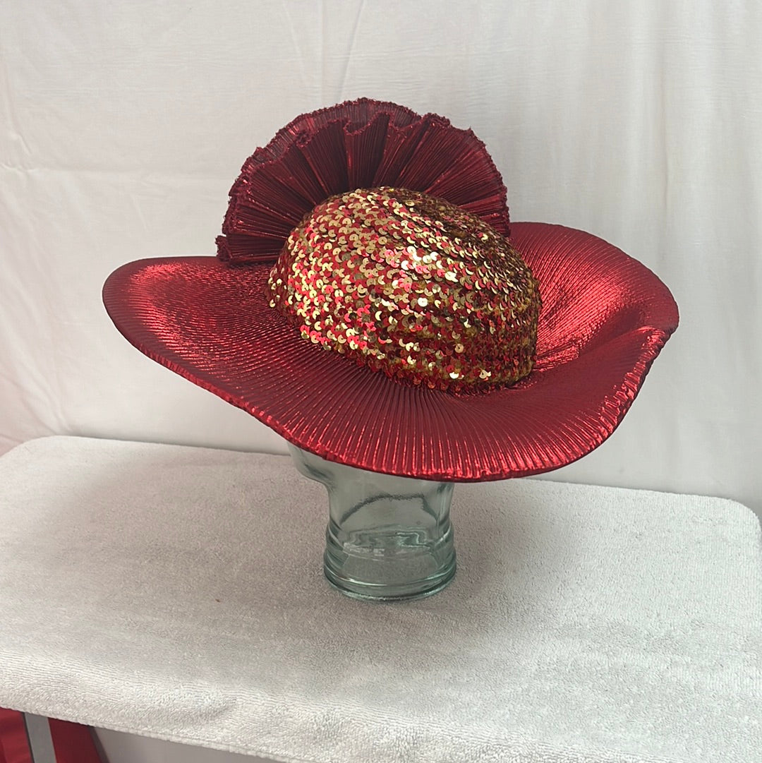 VTG -- Glory NYC Red and Gold Sequined Women's Hat