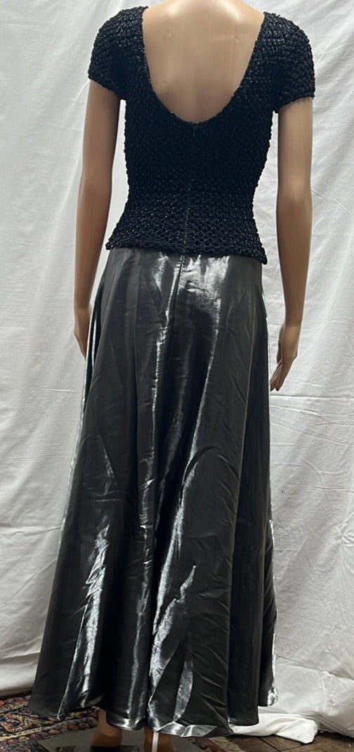 JS Collections Silver Black Formal Dress Gown -- US 4, UK 6