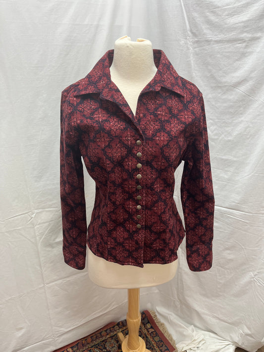 Christopher and Banks red black Print Corduroy Jacket -- M