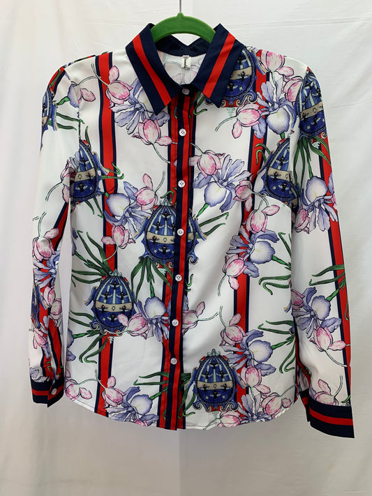 NWT - DIANDIAN DIDI FASHION floral Long Sleeve Button Up Shirt - M