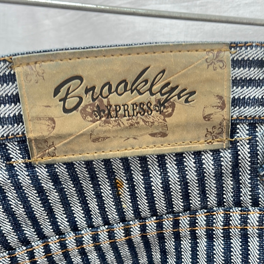 Brooklyn Xpress Men's Pinstriped Denim Shorts -- Size 38