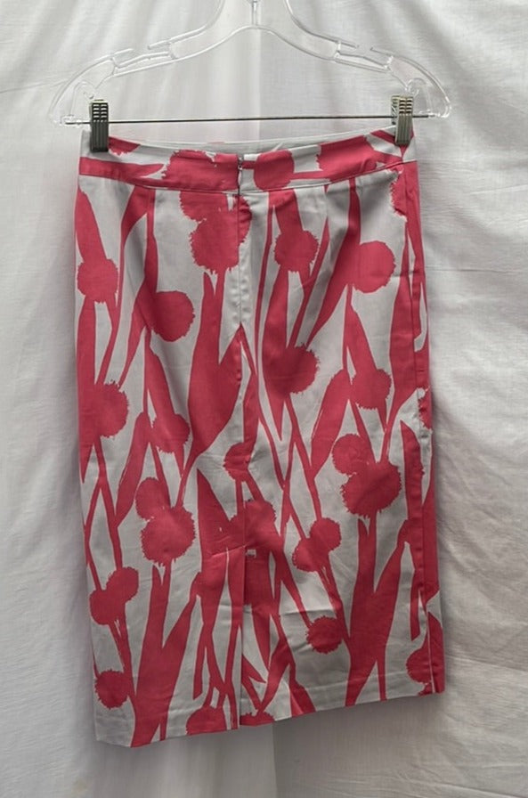 Boden Pink Grey Floral Print Pencil Skirt  -- 4L