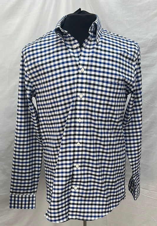 NWOT -- Stafford Fitted Wrinkle Free Blue Checked Oxford Shirt -- 15.5 34-35