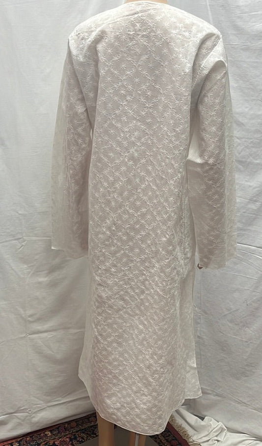 Lal Behari Tandon Women's Embroidered White Kurta -- One Size