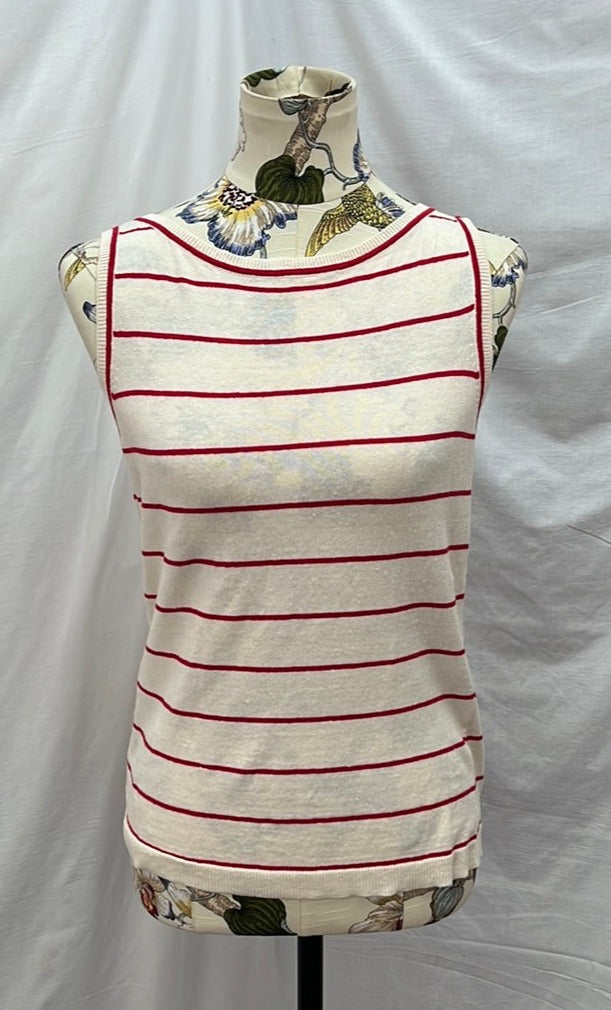 NWT -- Ann Taylor Red White Stripe Linen Blend Tank Top -- M