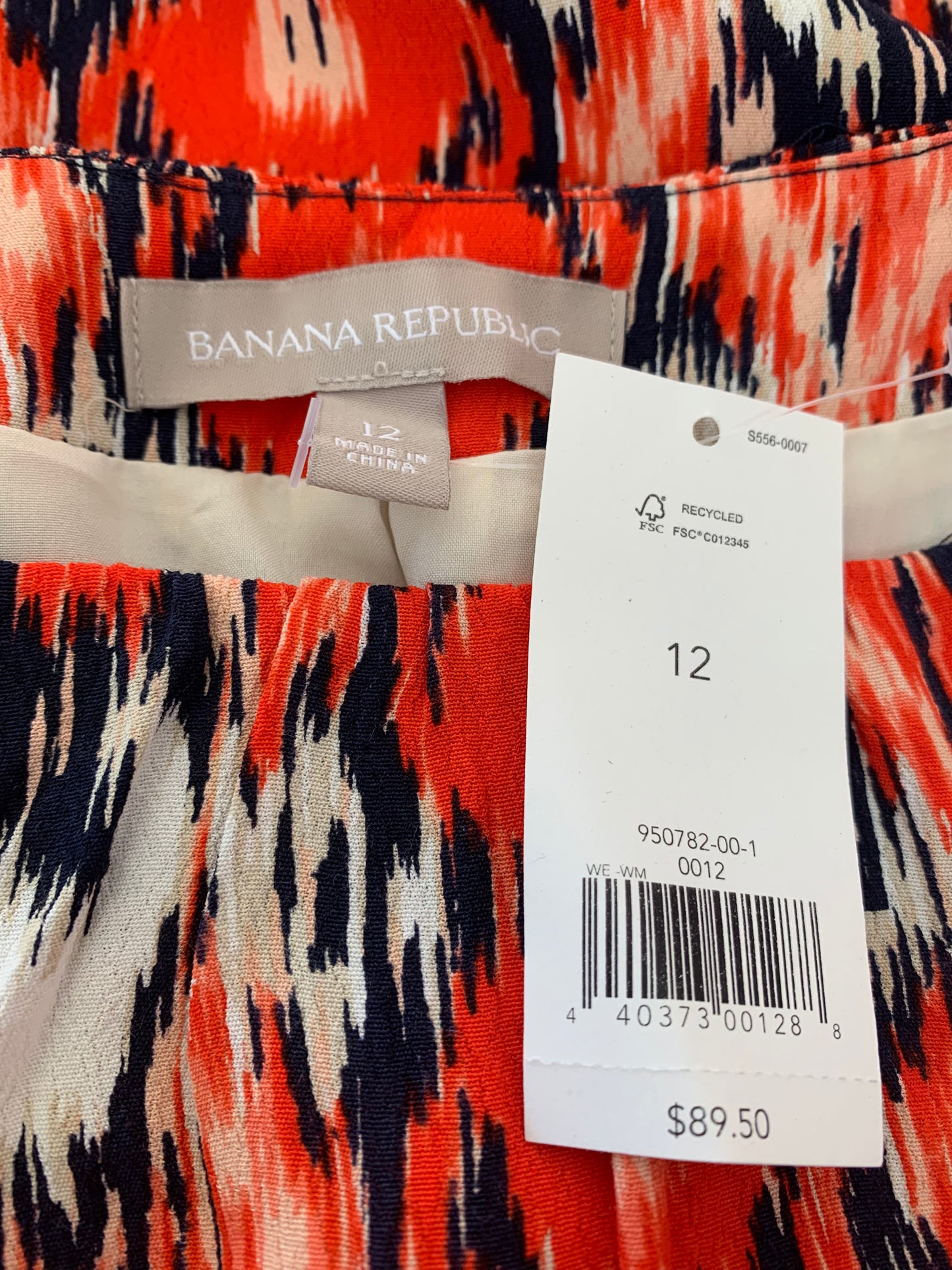 NWT - BANANA REPUBLIC red print Sleeveless Dress - 12