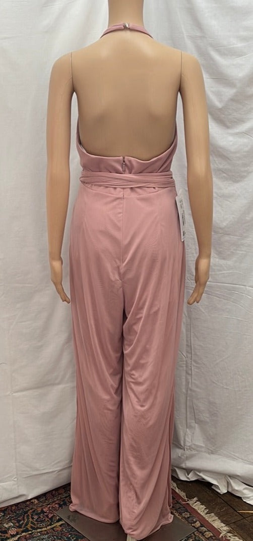 NWT -- Azazie Pink Halter Top Jumpsuit -- Size 8