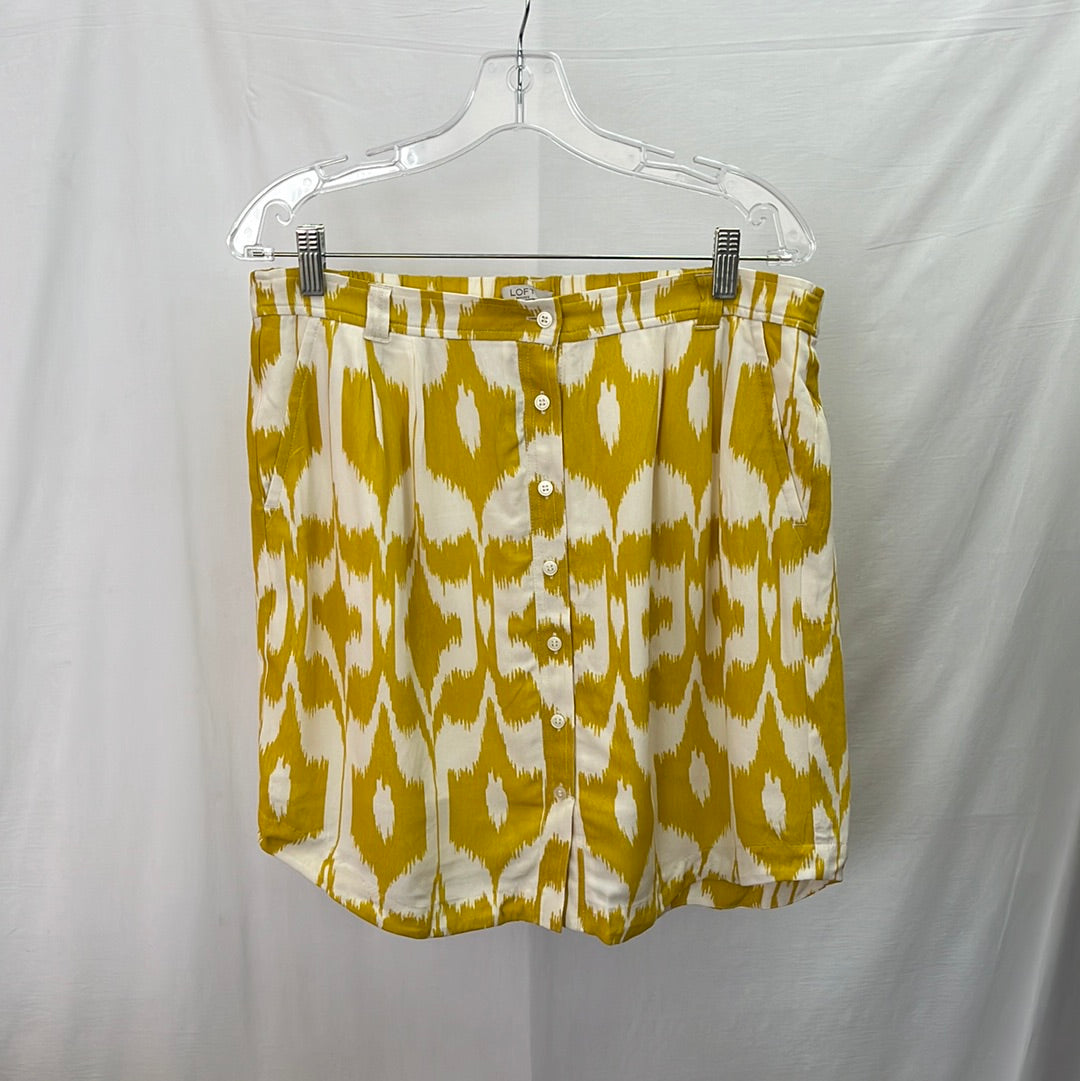 NWT -- Ann Taylor Yellow Rorshach Blot Mini Skirt -- L Petite