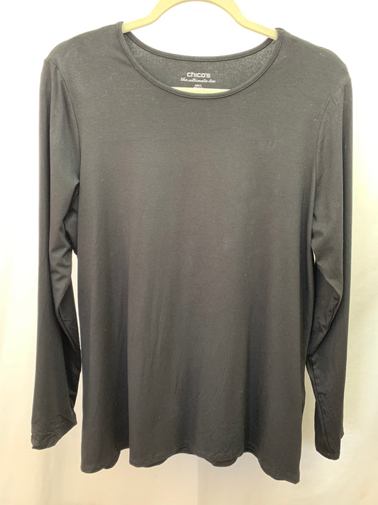 NWT - CHICO'S black Rayon Long Sleeve Ultimate Tee Shirt - 2 | US 12/14 L