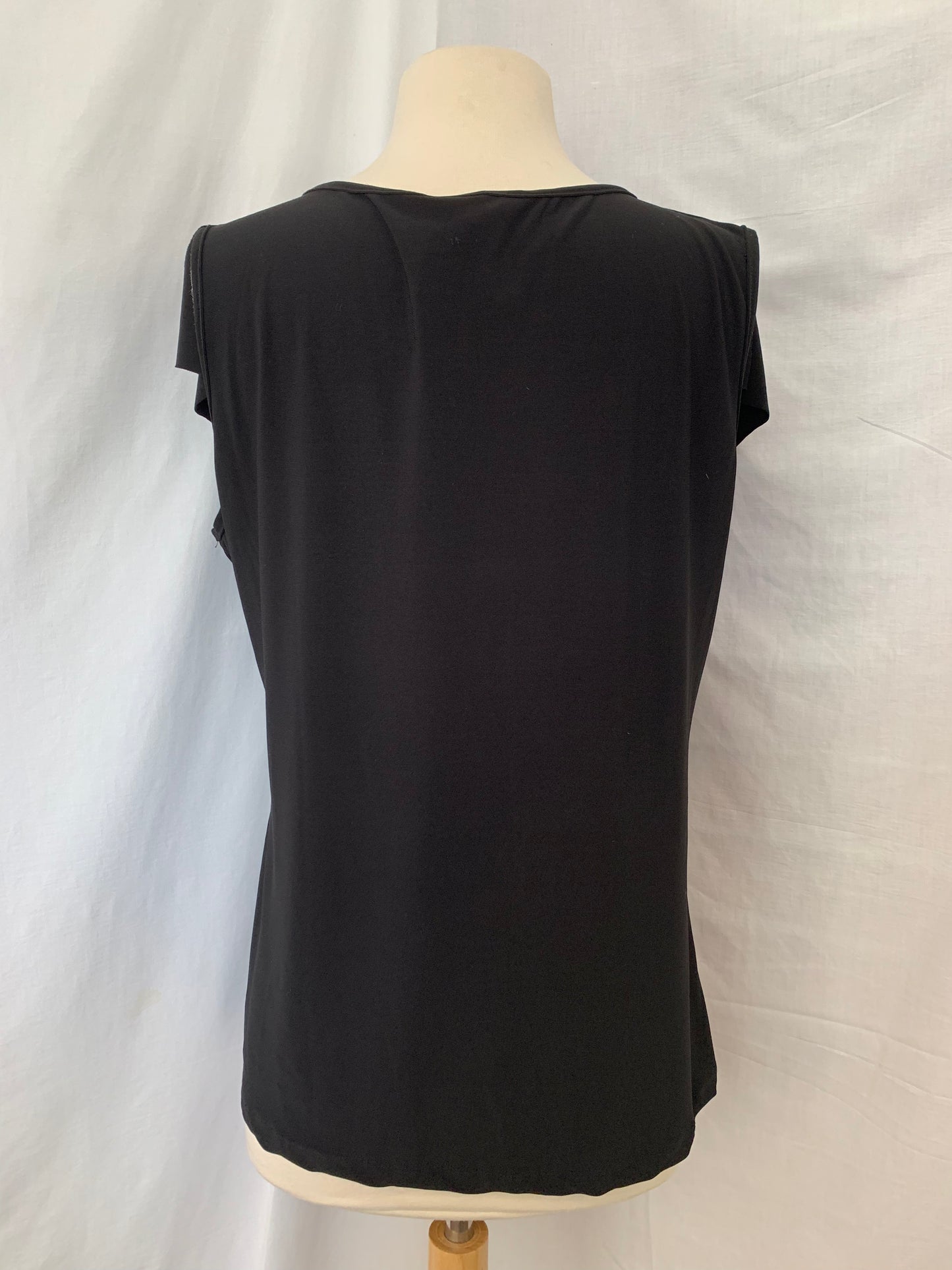 NWT - SAINT TROPEZ WEST black sleeveless ruffle Shirt - Size XL