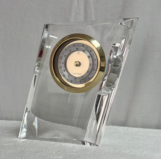 Rare Vintage Movado Leaning Elliptical Desk/Mantel Clock