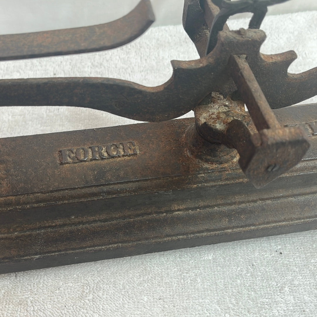 Antique -- Force Five Kilo Cast Iron Scale with Brass Plates and Counterweights -- French Made
