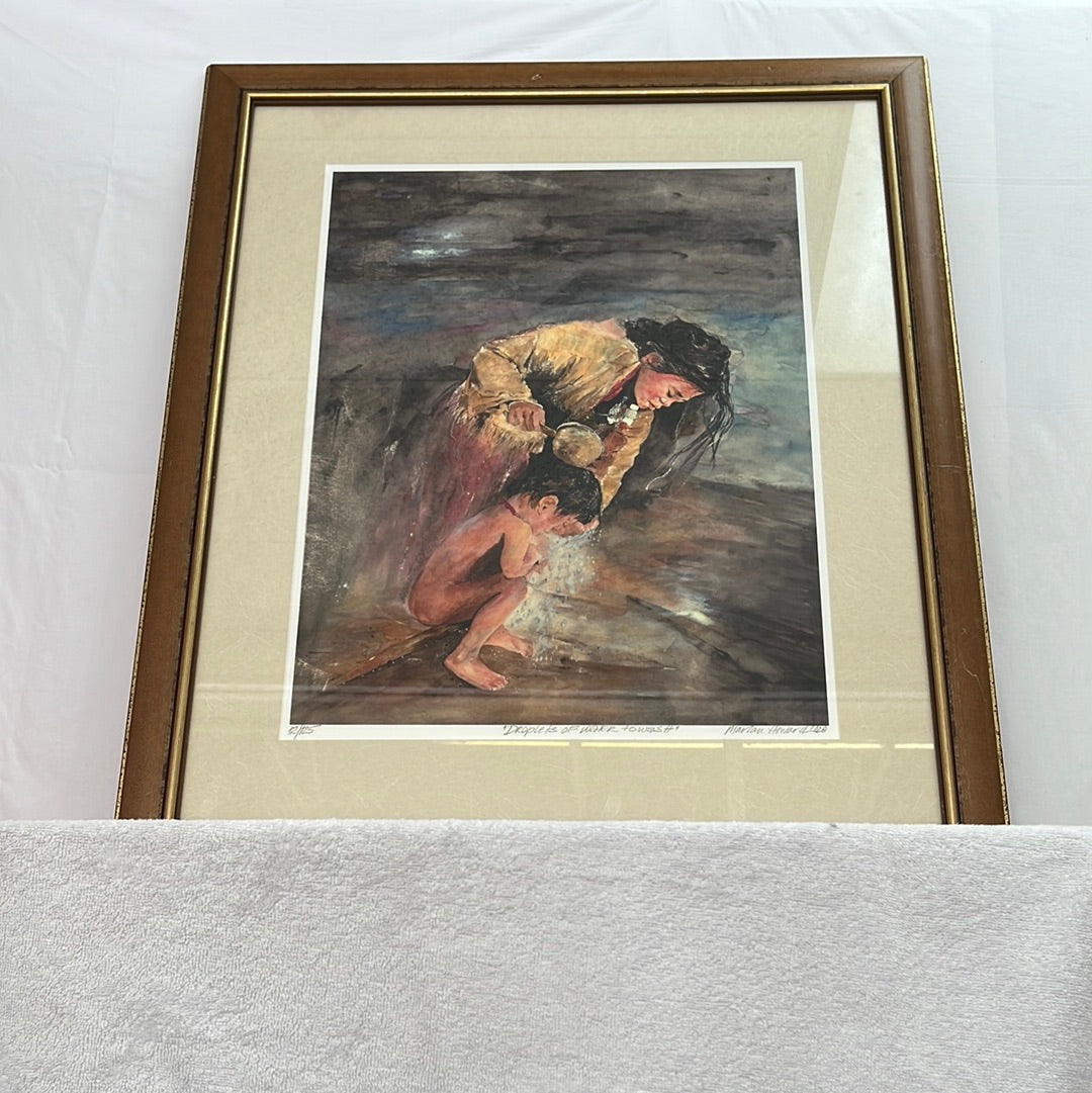 Signed and Framed -- Marian Howard Print -- "Droplets of Water to Wash" (2002)