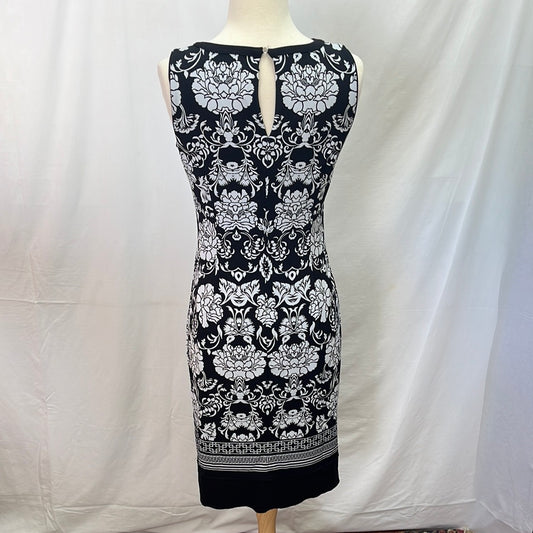 White House Black Market black print Stretch Shift Midi Dress -- XS