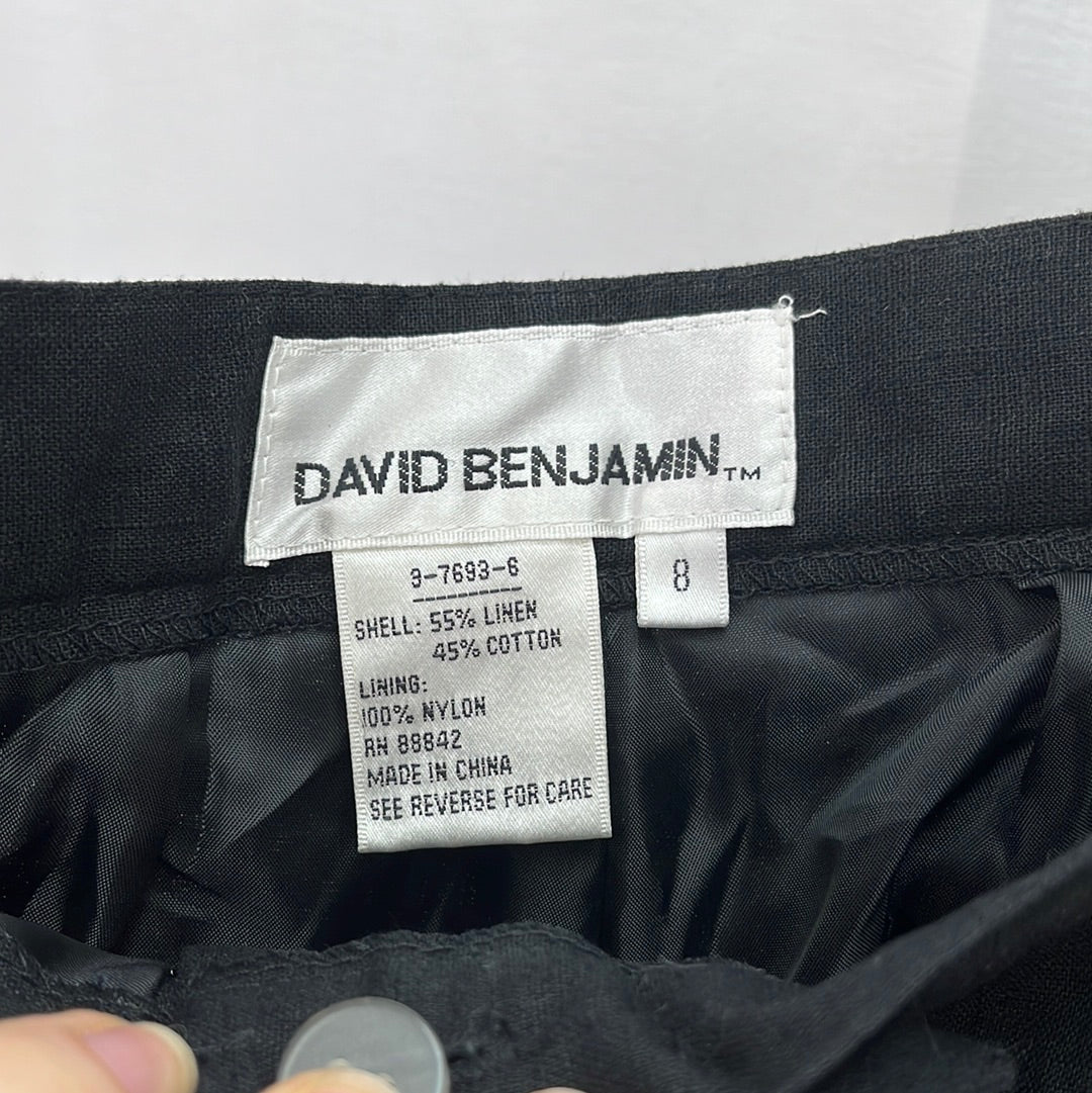 VTG/NWT -- David Benjamin Black Linen Pant -- Size 8