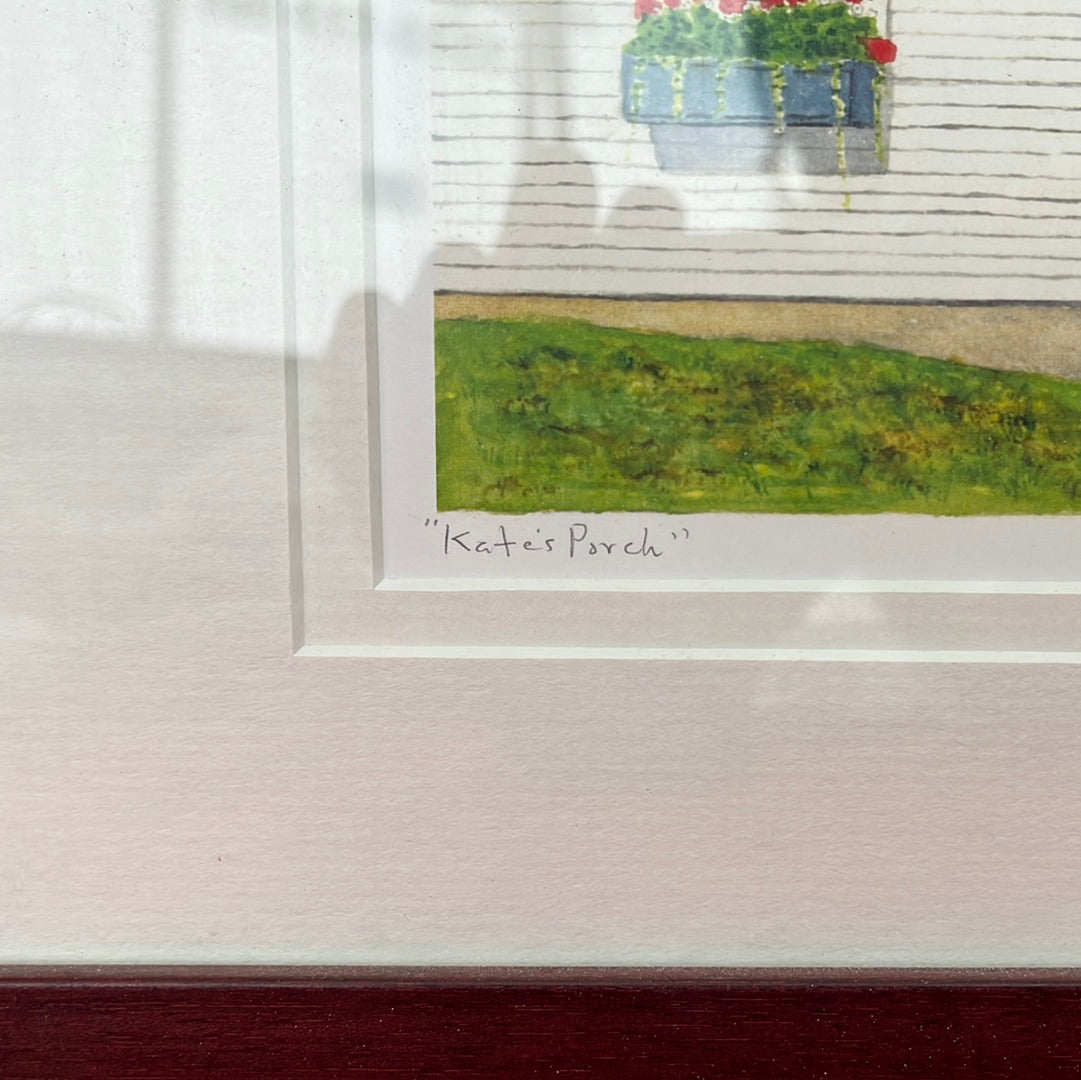 VTG -- Framed, Signed and Numbered Watercolor Print by Jim O'Reilly -- Kate's Porch