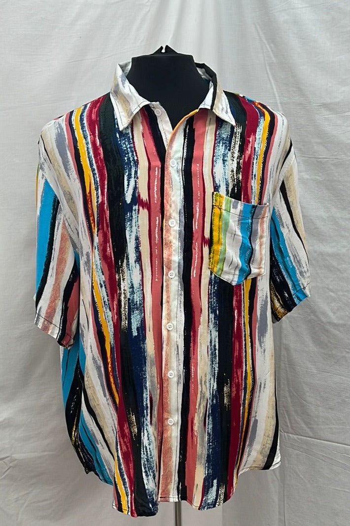 NWT -- Two-Sided Paint-streak Short Sleeve Button Down Shirt -- Size XXL