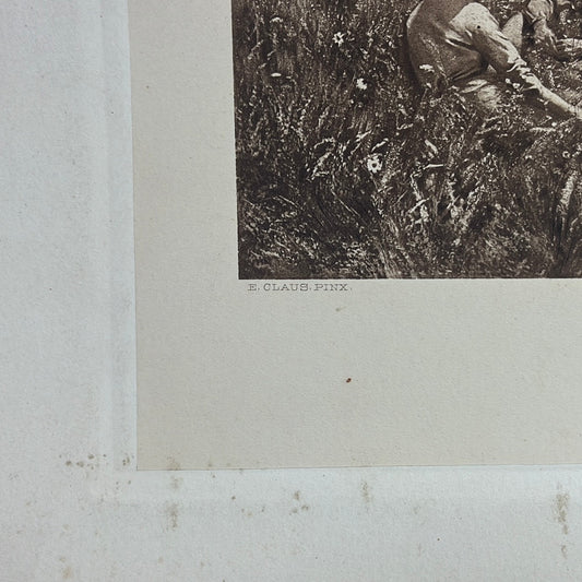 Antique -- Original George Barrie 1889 Photogravure from the Exposition Universelle de 1889 -- after E Claus "The Picnic"
