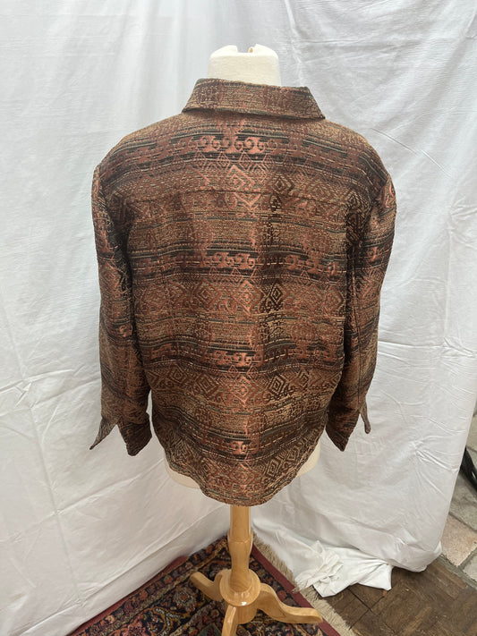 COLDWATER CREEK brown Woven Tapestry Jacket -- XL