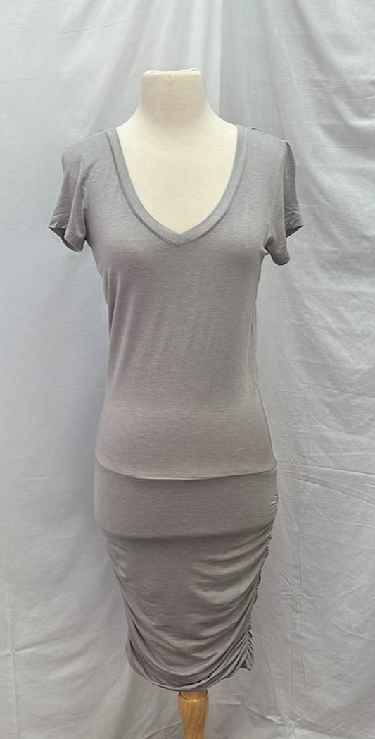 Prana grey Short Sleeve T-Shirt Foundation V-neck Dress -- XS