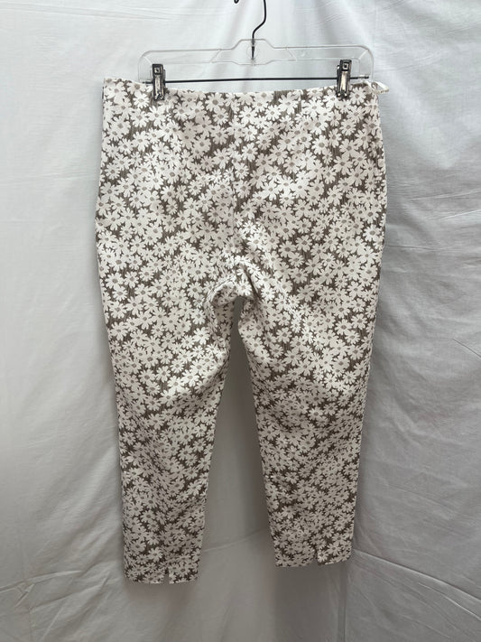 Peserico Sign -- Grey Creme Floral Print Crop Pants -- 48 / US Medium