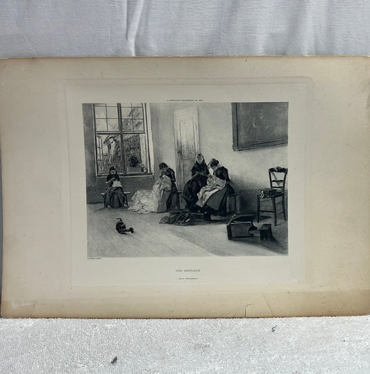 Antique -- Original George Barrie 1889 Photogravure from the Exposition Universelle de 1889 -- after G Keuhl "The Orphans"